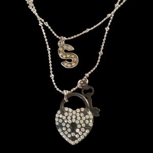 Vintage Betsey Johnson Layered Heart & Key Necklace